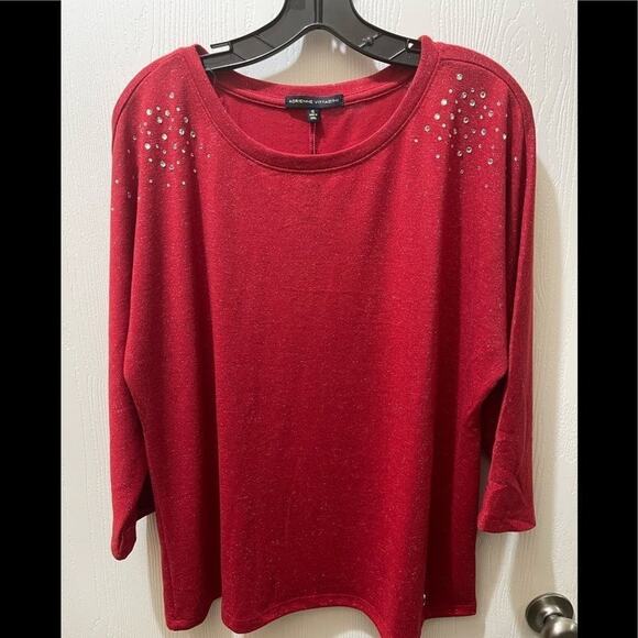 ADRIENNE Vittadini jeweled glitter top NWT - Picture 1 of 7